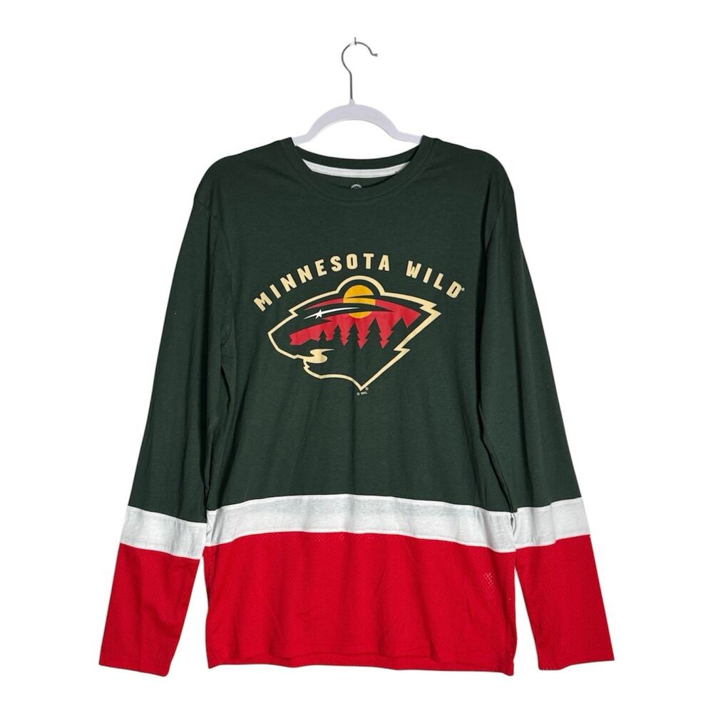 Minnesota Wild NHL Long Sleeve Jersey Style Long Sleeve Tee Mesh Hockey Shirt M
